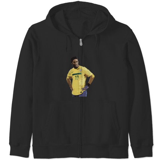 Discover Ronaldinho Brazil Joga Bonito Sticker Zip Hoodies