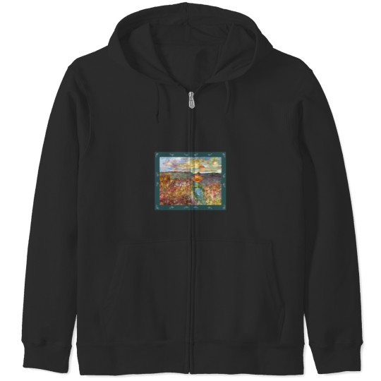 Discover Sunset at the Kaas plateau Zip Hoodies