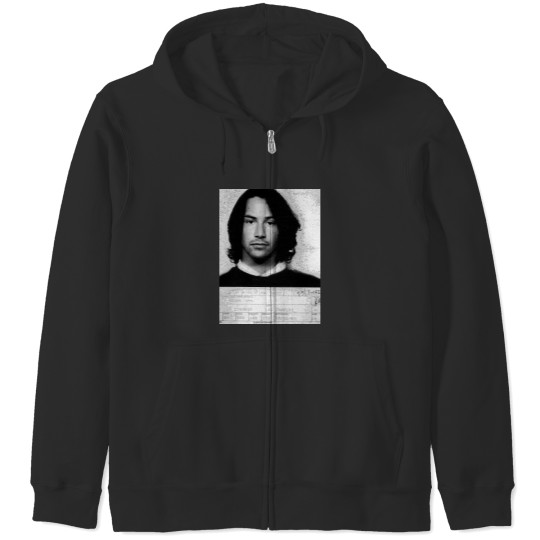 Discover Keanu Reeves 90s Mugshot Zip Hoodies