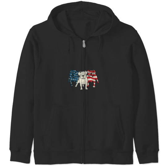 Discover USA American English Bulldog 2Animal Dog Lover Puppy Owner Zip Hoodies