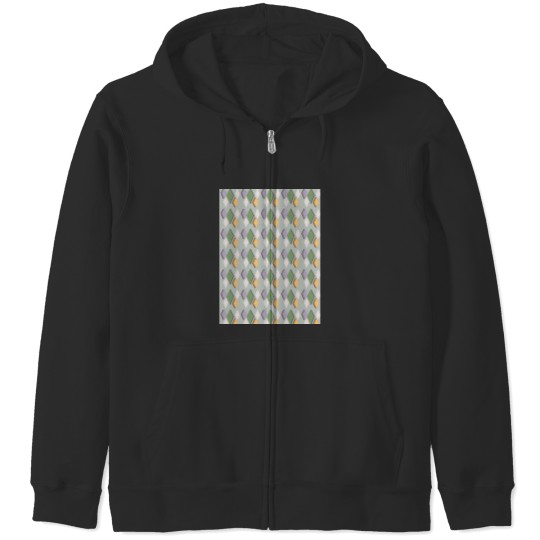 Discover Colorful Preppy Diamond Shapes Modern Maximalist Pattern Gray Teal Graphic Zip Hoodies