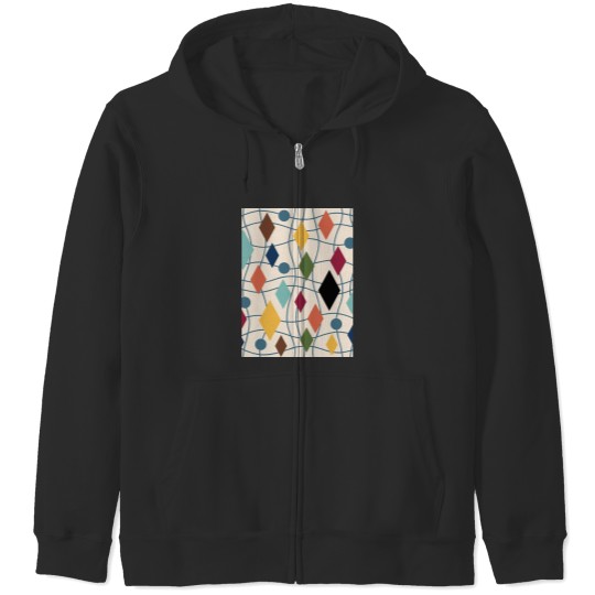 Discover Colorful MidCentury Modern Geometric Abstract 554 Graphic Zip Hoodies