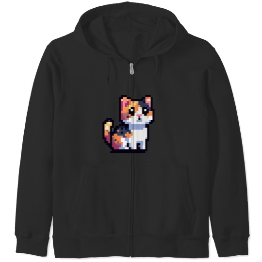 Discover Pixel Calico Cat Zip Hoodies
