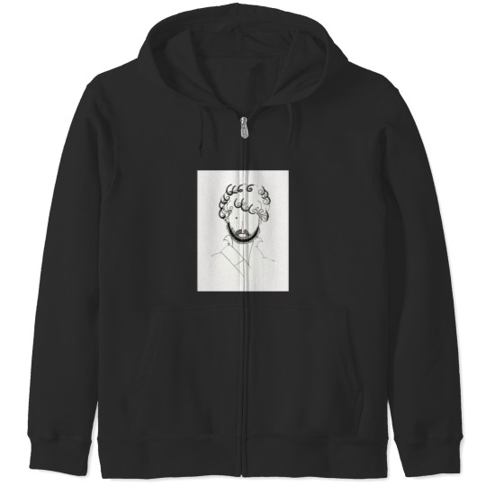Discover Vintage Guy Line Drawing by Charles Martin Zip Hoodies