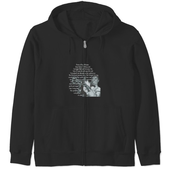 Discover Louis Armstrong Portrait And Quote Zip Hoodies