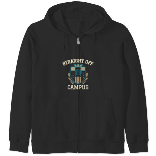 Discover Straight Off Campus-Beer Crest Zip Hoodies