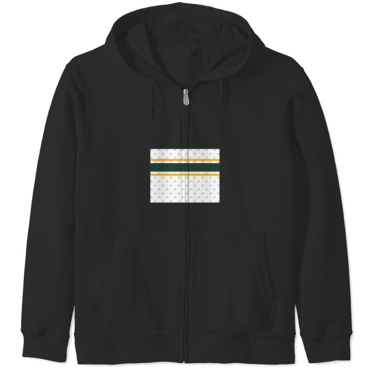 Discover White, Green, &amp Gold Power Stripe Zip Hoodies