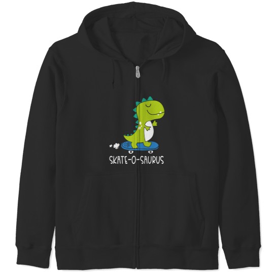Discover Skating Dino Skating Dino Skate-O-Saurus Dinosaur Zip Hoodies