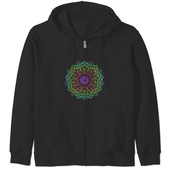 Discover Multicolor Intricate Mandala Design Zip Hoodies