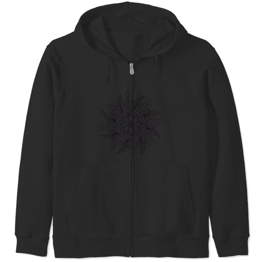 Discover Black Intricate Mandala Design 038 Zip Hoodies