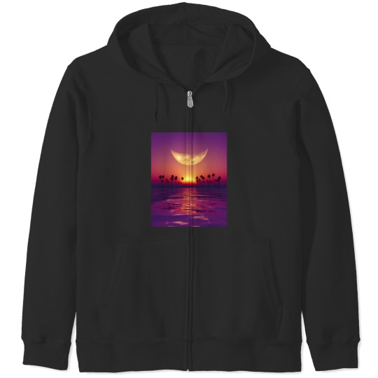 Discover big moon  georgia okeeffe pink moon over water140 Zip Hoodies