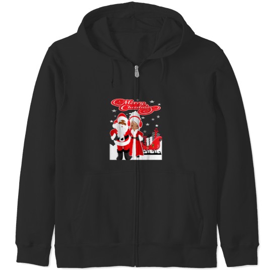 Discover Merry Christmas Santa Claus Mrs Claus African American Zip Hoodies