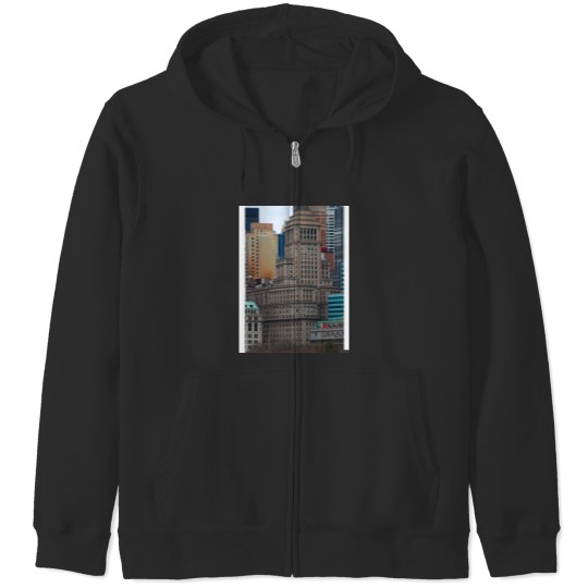 Discover Downtown Manhattan New York City Baseball ¾ Sleeve Zip Hoodies