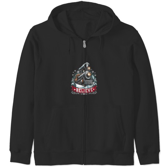 Discover All Aboard Polar Express North Pole Xmas Santa T Zip Hoodies