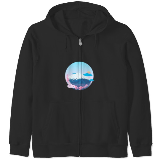 Discover Cherry Blossom and Mountain Fuji Active Zip Hoodies