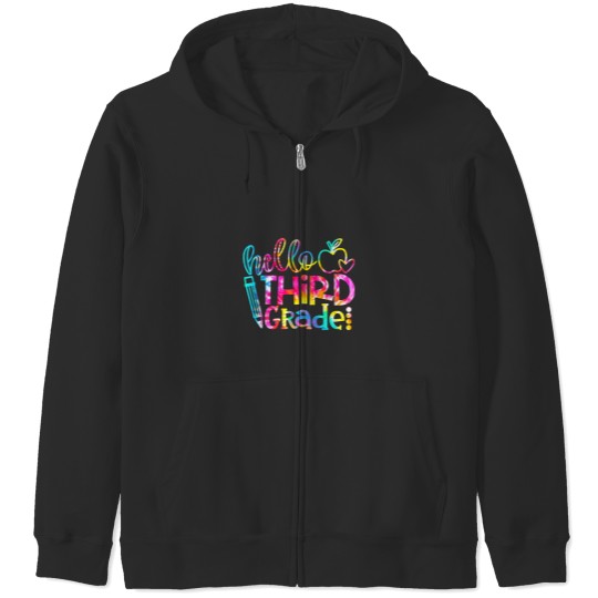 Discover Teacher Job Tie Dye Hello 3rd Grade Teacher Student Back To School Zip Hoodies