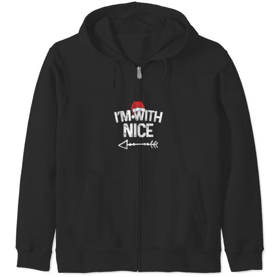 Discover I'm With Nice Matching Christmas Couples Costume Zip Hoodies