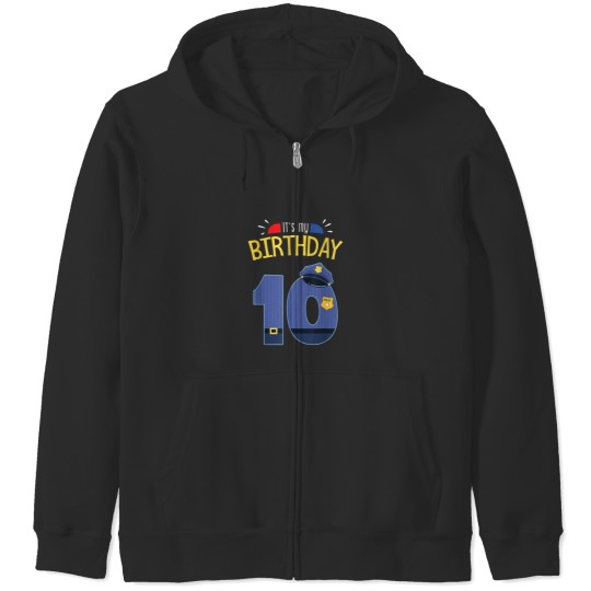 Discover 10th Birthday 10 Year Old Police Officer Uniform Zip Hoodies