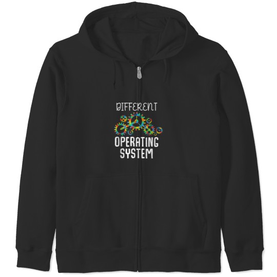 Discover Different Operating System Autism Awareness Puzzle Tolerance Zip Hoodies