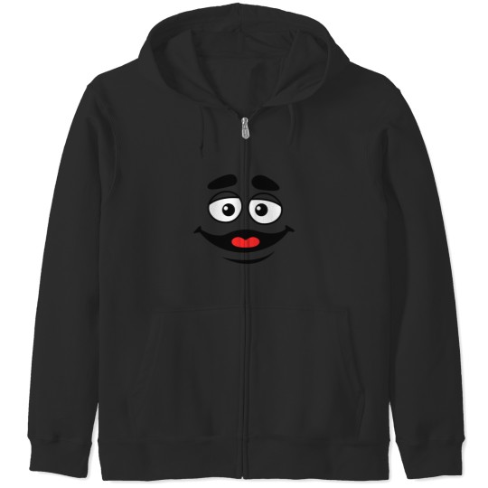 Discover Grimace face Zip Hoodies