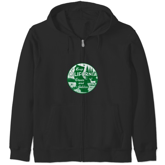 Discover 1960s Keep CaliforniaGreen and Golden Zip Hoodies