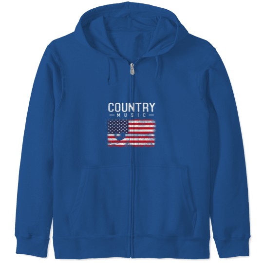 Discover Country Music Vintage Guitar American Flag 21 Zip Hoodies