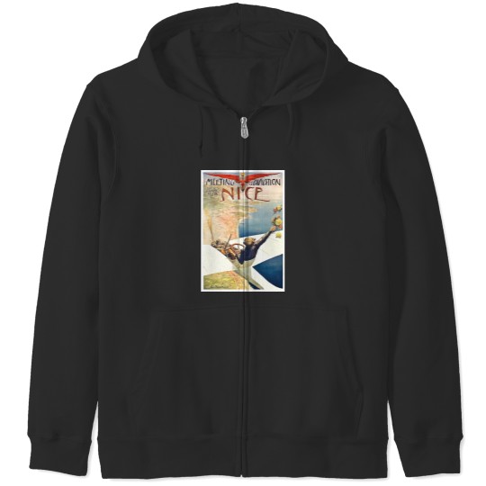 Discover 1910 Meeting dAviation Nice France Advertising Zip Hoodies