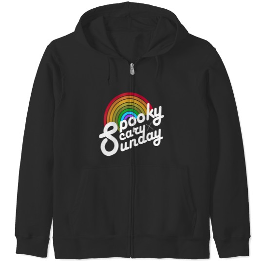 Discover Spooky Scary Sunday Trendy Zip Hoodies