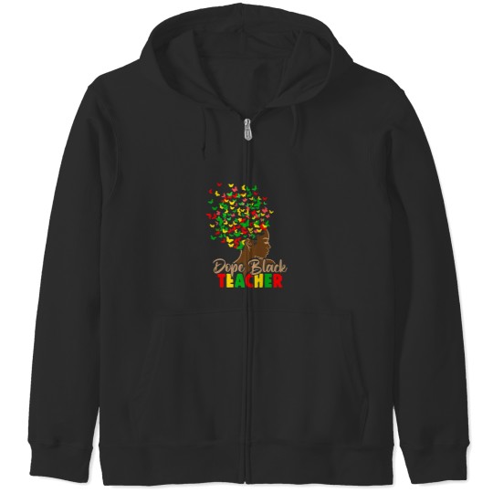 Discover Dope Black Teacher Melanin African Black History Juneteenth Zip Hoodies