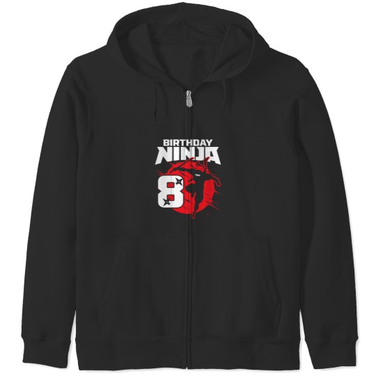Discover Kids Birthday Ninja 8th Birthday Little Ninja Is 8 Year Old Boys Zip Hoodies