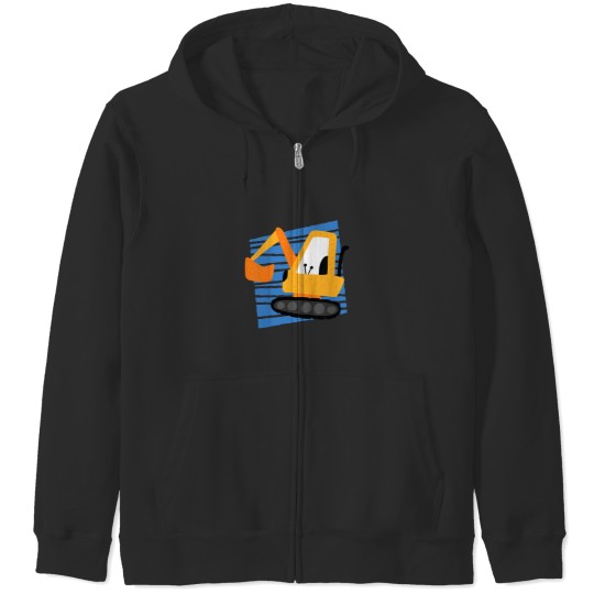Discover Kids Construction Excavator Machine Cartoon Graphic for Zip Hoodies