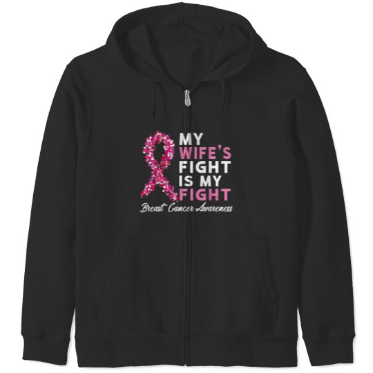 Discover Mens My Wife's Fight Is My Fight Breast Cancer Husband Survivor Zip Hoodie