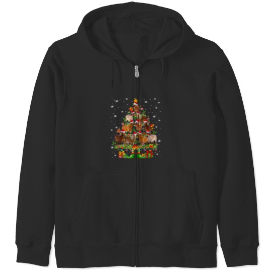 Discover Christmas Horse Tree Zip Hoodies