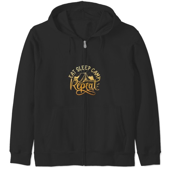 Discover eat sleep camp repeat designe for men and women Zip Hoodies