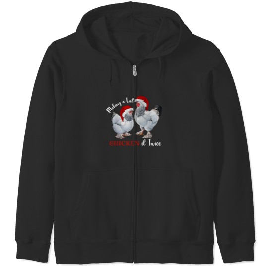 Discover Funny Christmas Chicken Zip Hoodies
