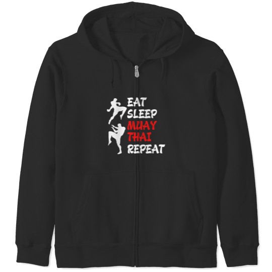 Discover Muay Thai Eat Sleep Repeat Thai Boxing Kickboxing Zip Hoodies