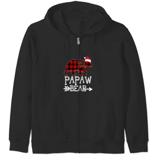 Discover Papaw Bear Christmas Xmas Pajama Red Plaid Buffalo Zip Hoodies
