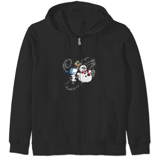 Discover vintage snoopy with snowmanwinter wonderland crewneck Zip Hoodies
