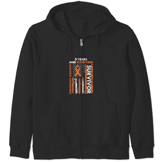 Discover 5 Years And Counting Leukemia Survivor T- Shirt5 Years And Counting Cancer fr€€ Orange Ribbon Leukemia Awareness Survivor T- Zip Hoodies Zip Hoodies