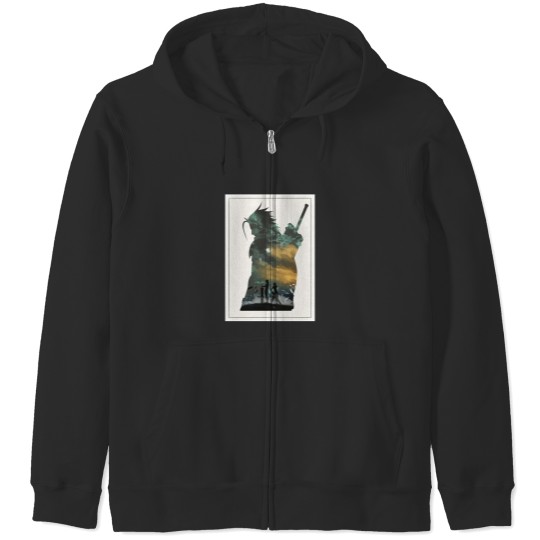 Discover Final Fantasy 7 VII Zack and Cloud Minimalist Art Zip Hoodies