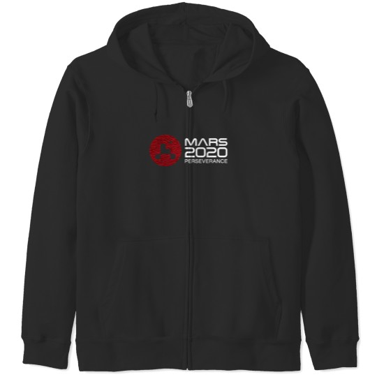 Discover Mars 2020 Perseverance - Space Red Leather Galaxy - Black - Mars 2020 Mission Patch - Zip Hoodies