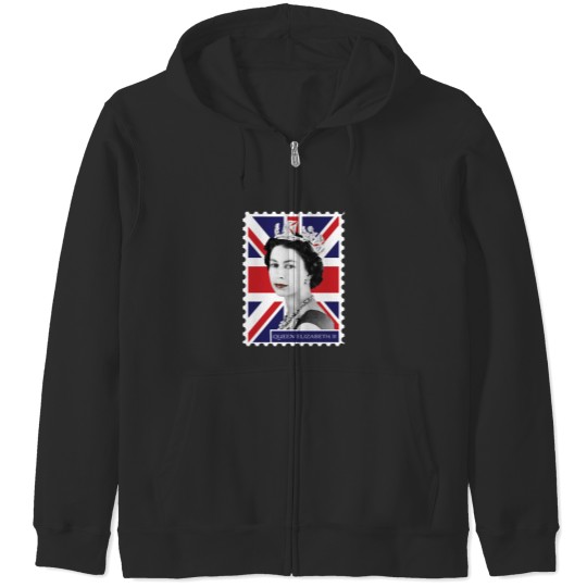Discover Queen Elizabeth II Stamp_ Union Jack Zip Hoodies