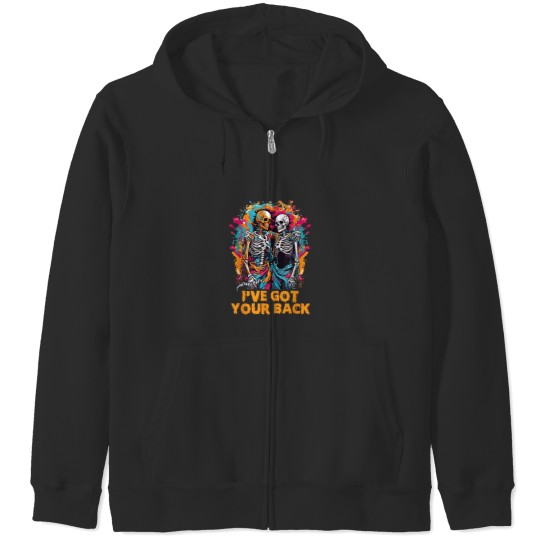Discover Ive Got Your Back Funny Halloween Skeletons Skull Men Women 5919 Zip Hoodies