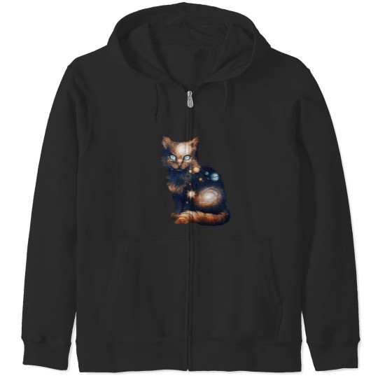 Discover Cosmic Cat Galaxy Universe Zip Hoodies
