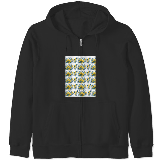 Discover Yellow floral watercolor vector, white background Graphic Zip Hoodies