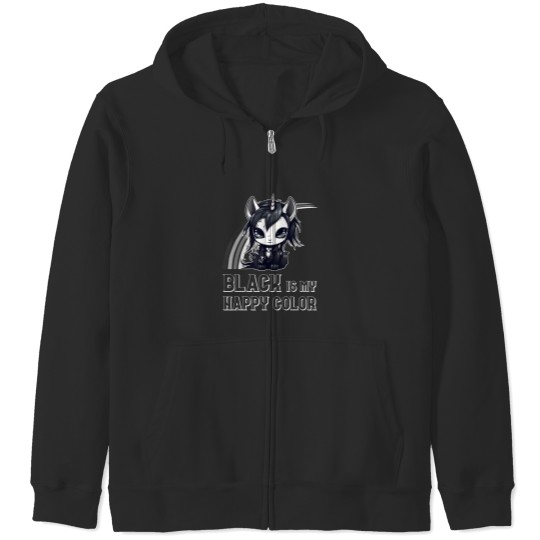 Discover black is my happy color goth girl emo gothic unicorn Zip Hoodies