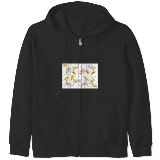 Discover minimalistic yellow floral pattern Classic Zip Hoodies