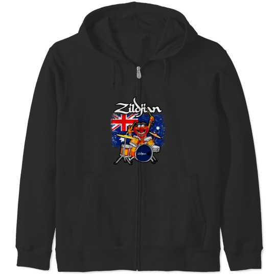 Discover AUSTRALIAN ANIMAL DRUMMER CYMBALS | BAND AND MUSICIAN T-SHIRT Zip Hoodies