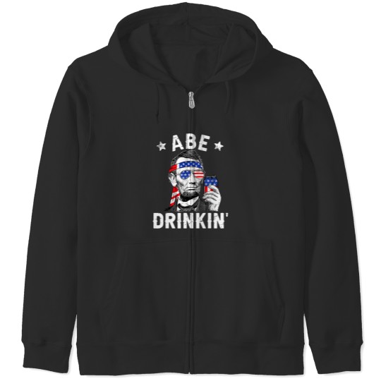 Discover 4th of July Abe Drinking Merica Abraham Lincoln Beer Lover Zip Hoodies