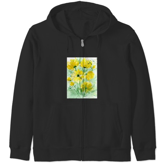 Discover Colorful watercolor peony flowers and leaves Long Zip Hoodies